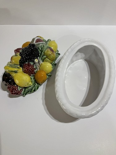 Rare Vintage Bordalo Pinheiro Fruit Basket Serving Dish Portugal 8"x6.5"x5" - Picture 6 of 11