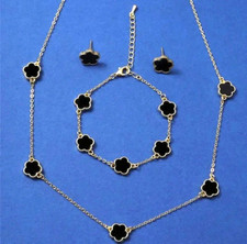 Ladies girls, Five-leaf Clover Bracelet Earrings Necklace . Three-piece set