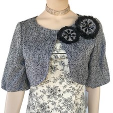 Eliza J Black/White Bolero Size 4 New