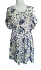Springfield boho floral blue, white dress, lace tunic size 4