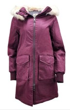 Hoodlamb Women's Aubergine Long Natural Hemp Hooded Parka 420 Nwt