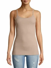 NO BOUNDARIES JUNIORS RIB CAMI FITTED STRETCH BROWN L (11-13) NWT [J]