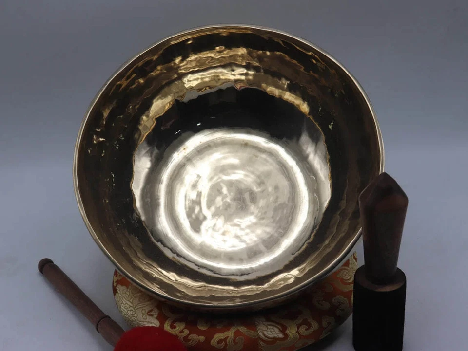 Bol chantant tibétain de 14 pouces fait à la main au Népal, bol de yoga... - Photo 2/3