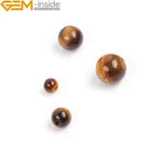 Big Hole Gemstone Natural Yellow Tiger Eye Round Loose Beads Jewelry Making 15"