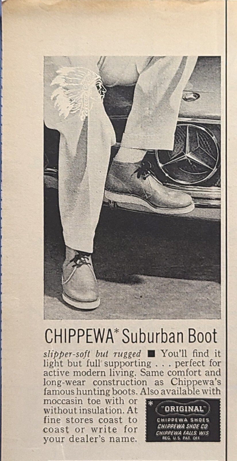 Chippewa Suburban Boot Soft Rugged Chippewa Falls WI Vintage Print Ad 1957