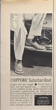 Chippewa Suburban Boot Soft Rugged Chippewa Falls WI Vintage Print Ad 1957
