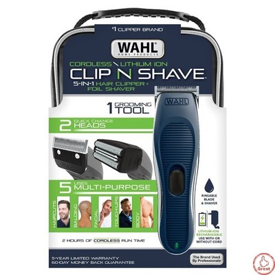 Wahl Clip & Shave 2 in 1 Cordless Rechargeable Hair Clipper and Shaver for Men