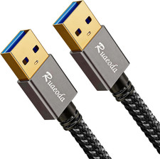 USB to USB Cable 3 Ft, USB 3.0 Male to Male Braided Cord, 5Gbps Data Transfer, C