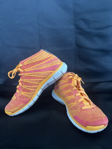 Nike Free Flyknit Chukka Running Shoes Womens 7.5 Orange Mid