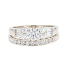 .92ctw Diamond Solitaire with Accents Wedding Set Rings 14k White Gold Size 7