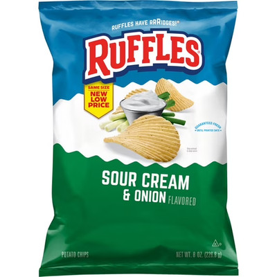 RUFFLES POTATO CHIPS SOUR CREAM & ONION SNACKS 8 OZ EACH (1)