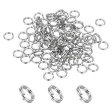 Round Split Ring, 100 Pcs 4 mm Small Split Ring with Double Loops, Silver