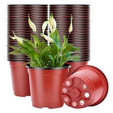 VIVOSUN 50 Pcs 6 Inch Plastic Plant Nursery Pots, Seed Starting Pot, Flower.