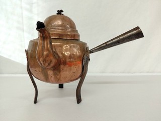 Vintage Swedish Styled Footed Copper Teapot Coffee Pot