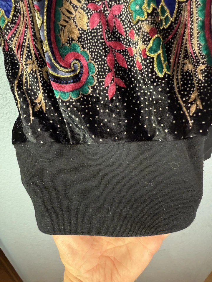 Suéter Vintage Western Connection Mujer Grande Floral Terciopelo Pullover Años 90 Corea Foto 2 de 4