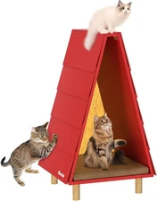 FÉLICETTE Cat Foldable House, Cat Bed for Indoor Cats, Morden Cat Cave, Wooden C
