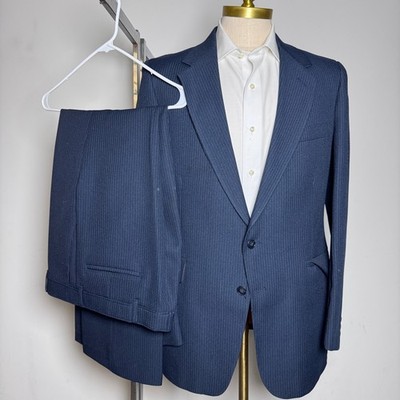 Levi Strauss & Co Suit Mens 42L 34x31 Blue Pinstripe Vintage 2-Piece USA Made
