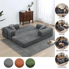 Folding Convertible Sofa Bed Couch Corduroy Modular Sofa for Living Room Bedroom