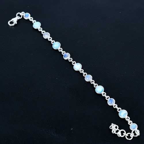 Larimar Moonstone Gemstone Solid 925 Sterling Silver Bracelet Jewelry LS-889