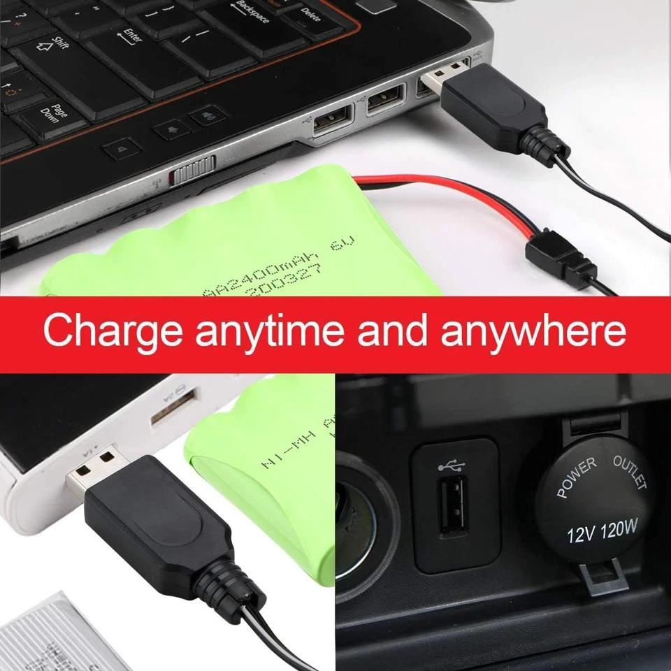 6v 2400mah Ni-mh Aa Akkus Sm-2p 2pin Stecker Mit Usb Ladegerät Für Rc Car Truck - Bild 4 von 4