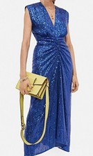 Jigsaw Blue Sequinned Party Evening Midi Dress U.K. 16