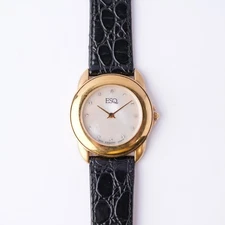 ESQ Movado Womens Mother Of Pearl Diamond Gold Tone 33mm Watch