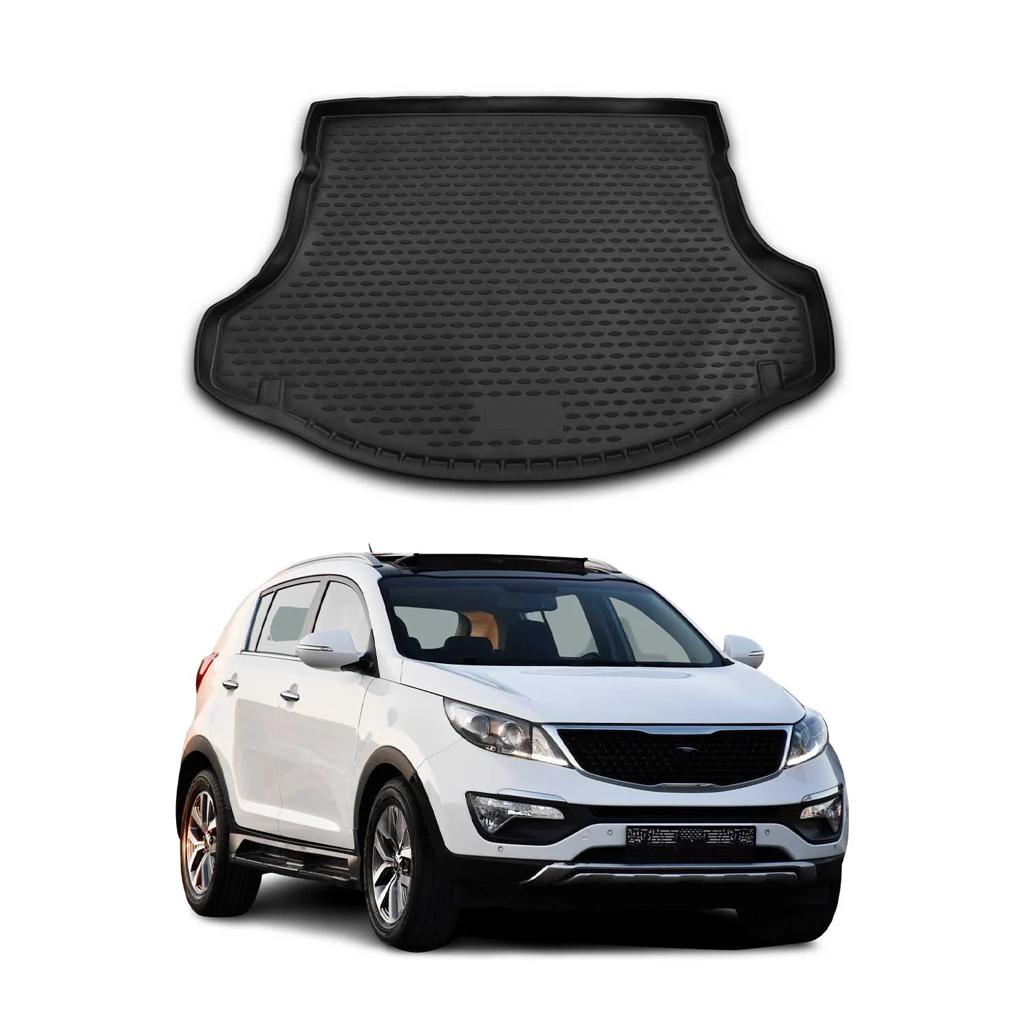 Tapis de coffre pour KIA Sportage 2010-2015 OMAC en caoutchouc noir sur mesure