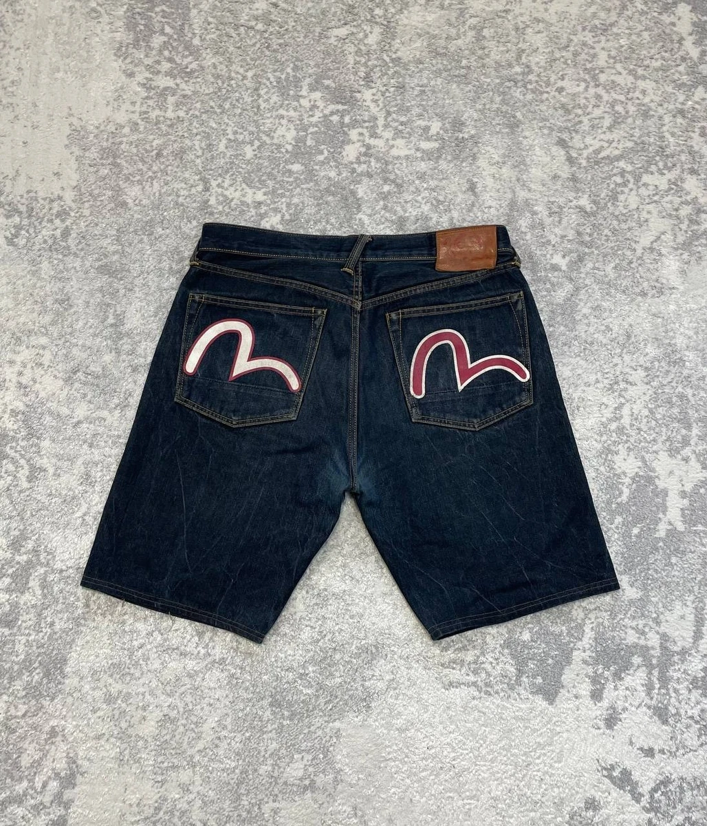vintage】 EVISU デニムショーツ 道楽 刺繍 w33 花柄大黒刺繍