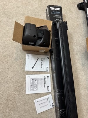 Thule AeroBlade Edge 7602B Black Roof Rack Bars (Pair) + Fit Kit 3028 BMW