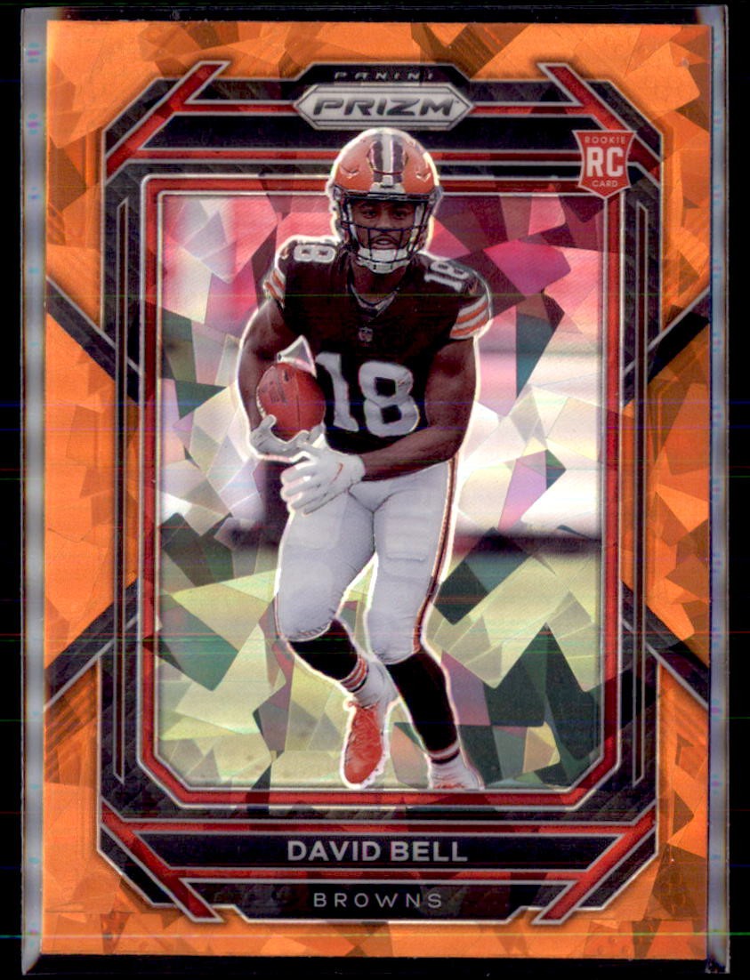 2022 Panini Prizm Football Orange Cracked Ice David Bell Browns 334 Rookie Card