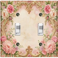 Metal Light Switch Outlet Cover Wall Plate Pink Floral Rose Frame Design FWR215