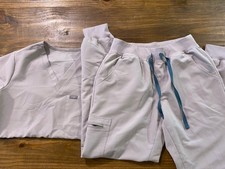 Figs Scrub Set Technical Collection Khaki Beige Jogger Bottom Size XS Top S