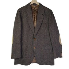 Vintage Pendleton Wool Plaid Sport Coat Men's Sz 44 Long Elbow Patch 44L Brown