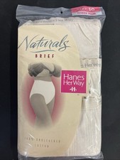 1995 Hanes Her Way Naturals Brief Panties Size 10 100 Unbleached Cotton 3 Pack