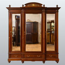 Antiker Gründerzeit Kleiderschrank Mahagoni Spiegeltüren um 1880