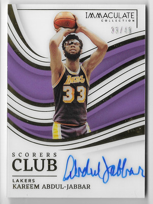 KAREEM ABDUL-JABBAR 2022 PANINI IMMMACULATE SCORERS CLUB AUTO AUTOGRAPH CARD /49