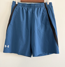 Under Armour Shorts Men Large Blue HeatGear Runner Workout Gym Mesh Lining