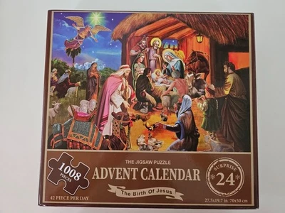 1008 Teile Adventskalender Puzzle mit Poster " Die Geburt Jesu " Krippe - Bild 1 von 4