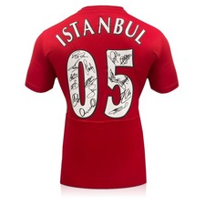 Liverpool Squad Back Signed 2005 Istanbul Football Jersey
