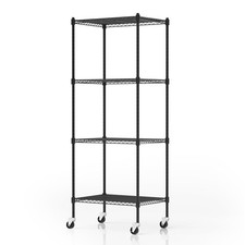 4 Tier Storage Shelves with Wheels, Heavy Duty Metal Garage Shelving Unit and...