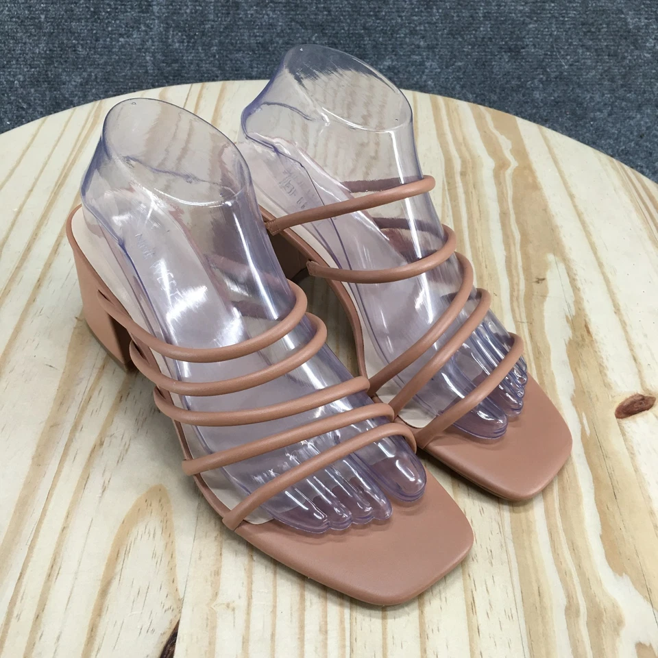 Sandalias Nine West para mujer 9M Riley 3 tostadas sin cordones con tiras deslizables tacones en bloque informales Foto 3 de 4