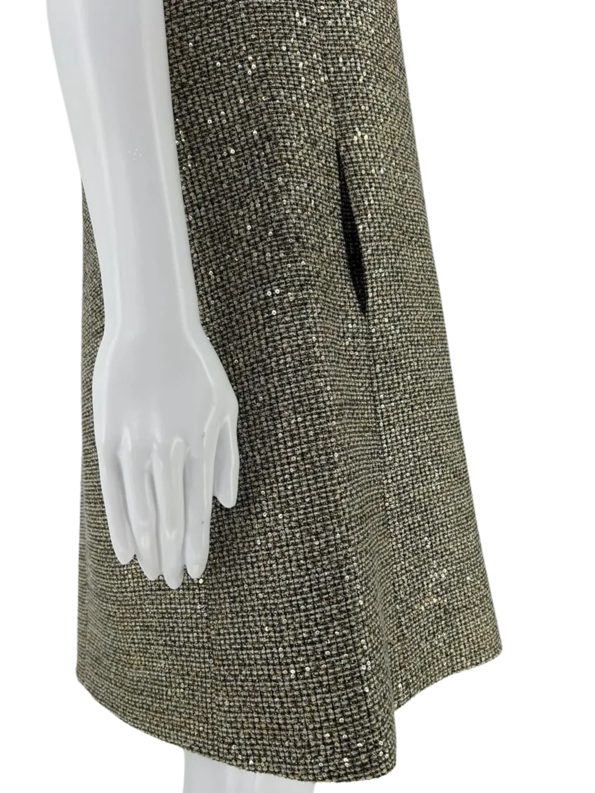 Abito a tubino Saint Laurent senza maniche in tweed scintillante e paillettes taglia 44 FR