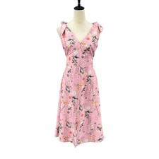 Gianni Bini NWT 10 Warby Pink Floral Print Shoulder Tie Midi Fit & Flare Dress