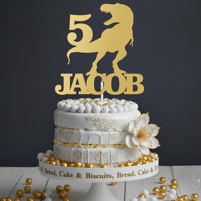 Individuell personalisiert Dinosaurier Glitzer Tortenaufleger Geburtstag T Rex beliebiger Name Alter