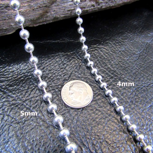 Solid 925 Sterling Silver Italian BALL BEAD Dogtag ID Chain Necklace 1.5MM - 6MM - Picture 7 of 37