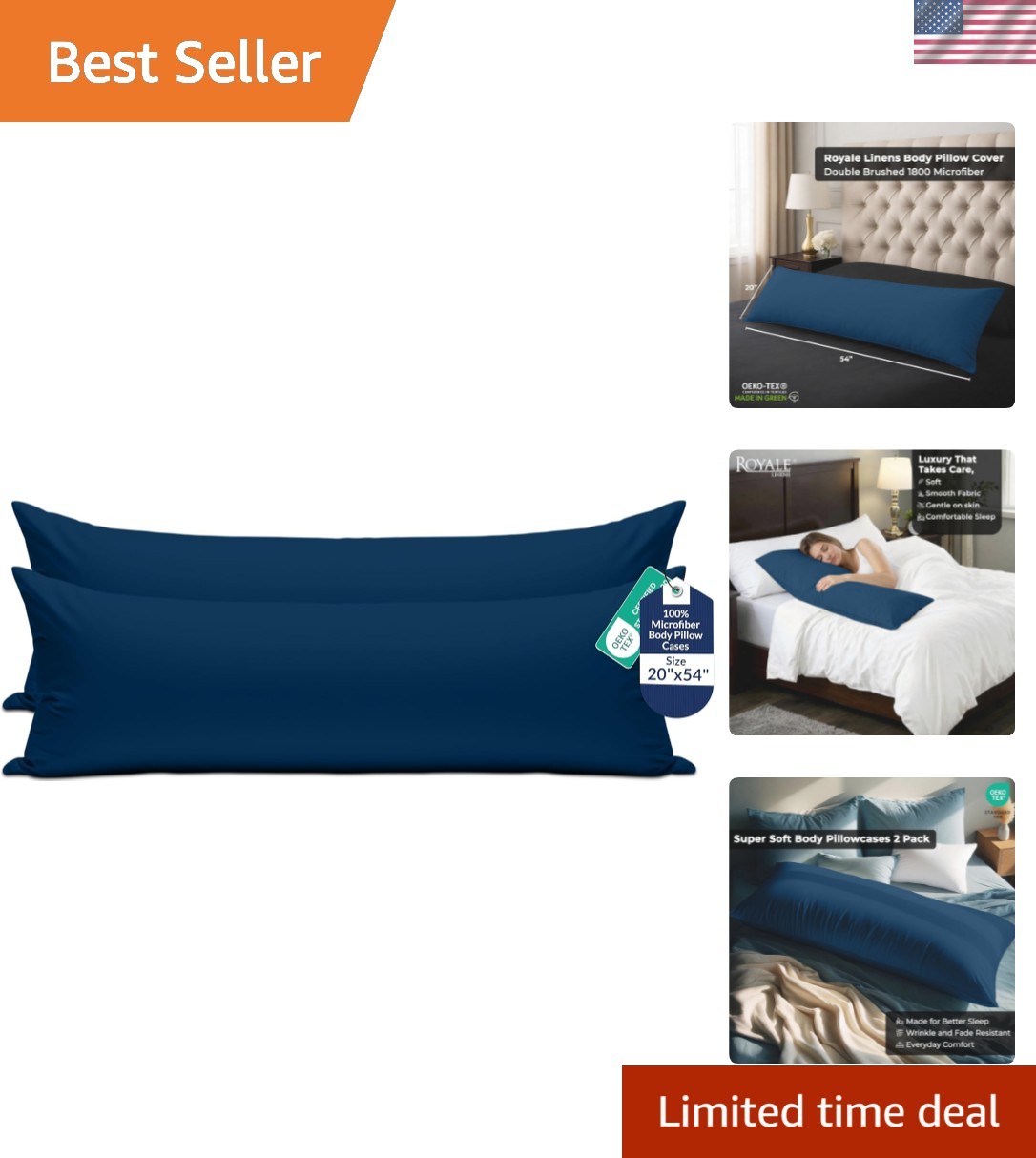 Cover - Double Brushed 1800 Microfiber - 20"x54" With Hidden Zipp...