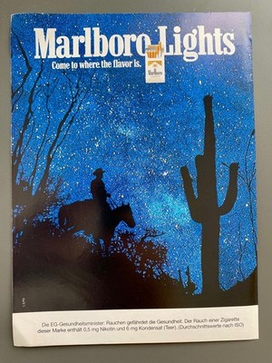 Marlboro Lights Cowboy Pferd Sternenhimmel 1995 Vintage Ad Werbung Reklame