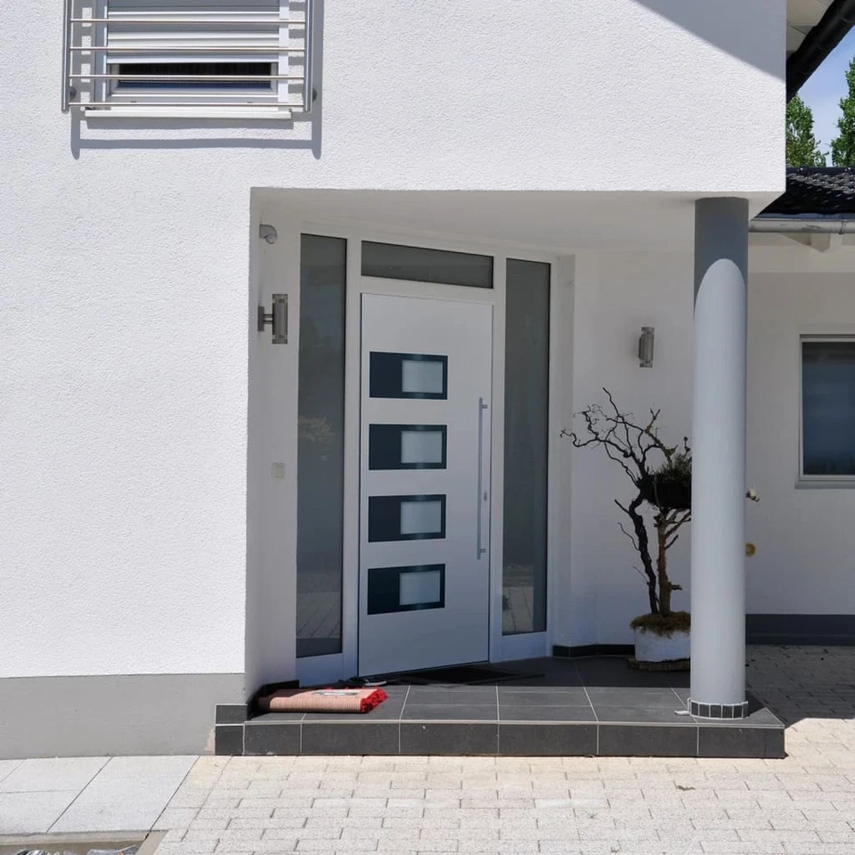 Porte d'Entrée Porte d'Extérieur Charnière Maison Blanc Aluminium et PVC vidaXL - Photo 3/4