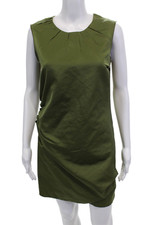 Marc Jacobs Womens Sleeveless Round Neck Zippered Dress Solid Green Size 6