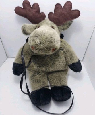 Vintage Rare Mango Plush Moose Bag Crossbody Purse Grey/Brown Teddy Bear Co
